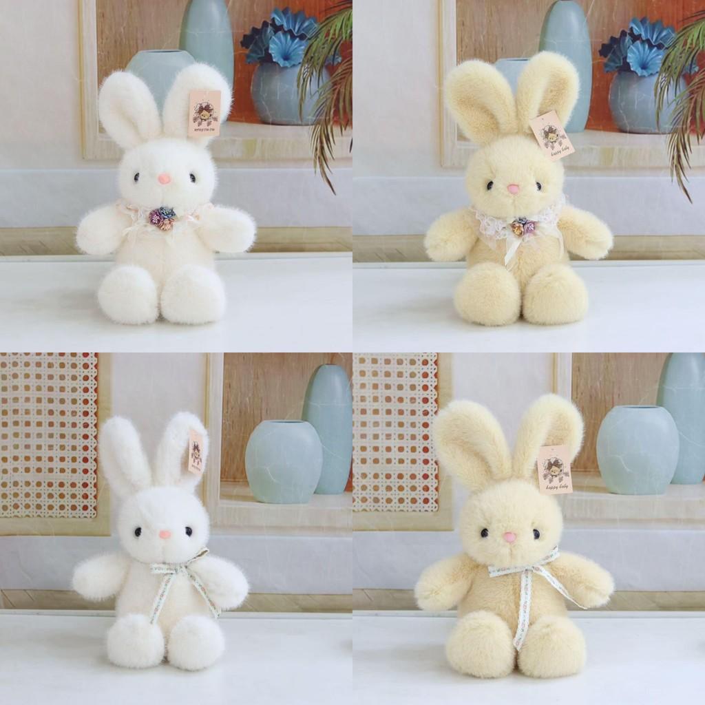 Rabbit Cute Plush Stuffed Animal Toy With Ribbon Bow For Home Office Decor