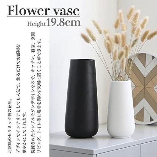 kuRo Vase Flower Base Ceramic Nordic Stylish Large Interior Container Fresh Flowers Dried Ceramics Tray Altar White Black (Black 20cm)