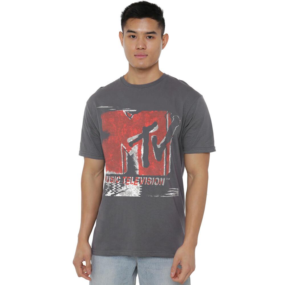 MTV Washed Out Logo T-Shirt S-2XL Charcoal S