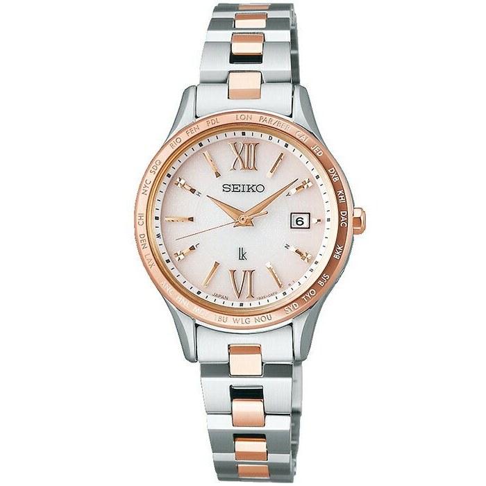 Seiko Lukia Standard Collection SSVV082 Ladies Watch Solar Radio Wave World Time Pink Gold Combination
