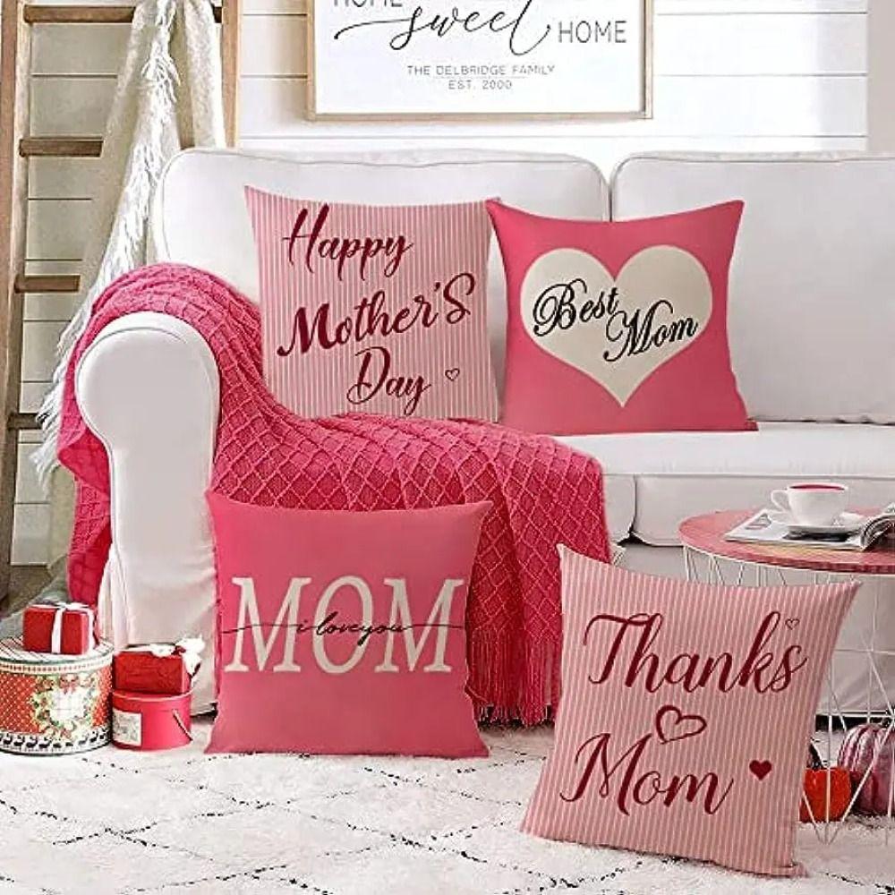 

Square Cushion Cover Linen Printed Pillow Cover Festive Decor Dust Cover Seat Car Bedside