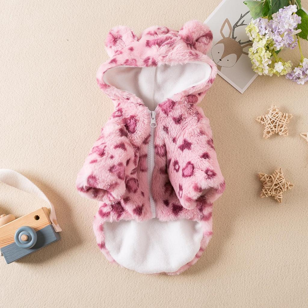 Leopard Print Thickened Coat for Small Dogs - Pet Trendy Apparel for Spring and Autumn
