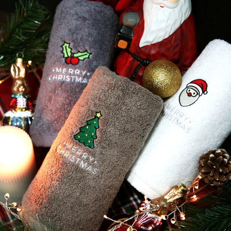 Songwol Handtuch Weihnachten Weihnachtsmann Stickerei 150g Baumwollhandtuch 3 Stück Kraft