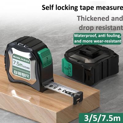 Self Locking Tape Measure 3/5/7.5m Portable Steel Tape Measure Impact Resistant Measuring Ruler Construction Measuring Tools