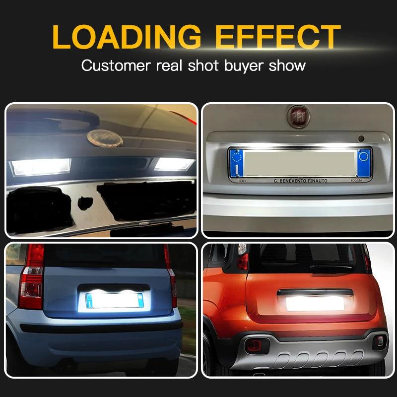 2Pcs CanBus No Error LED License Plate Light For FIAT Panda MK3 Type 169 MK4 312 319 Error Free Bright White Number Lamp