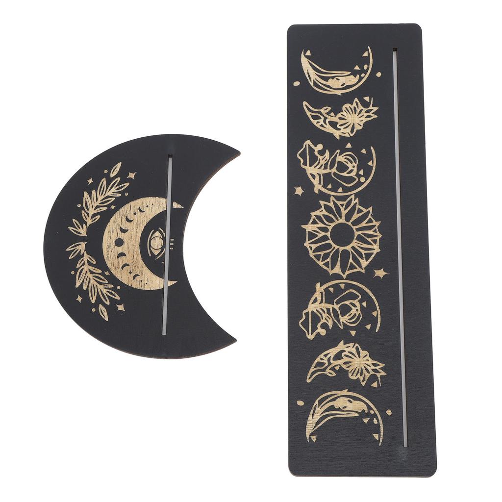 2-częściowy drewniany stojak na karty tarota w kształcie księżyca i prostokąta, drewniany stojak na karty tarota