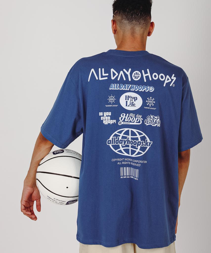 ALL DAY HOOPS Hoop S2 Logo Short Sleeve T-Shirt Blue