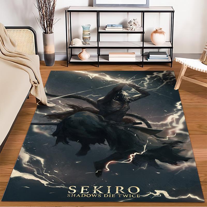 "Samurai zu Pferd Teppich - Sekiro Shadows Die Twice Blitz-Print" Geeignet für die Verwendung als rutschfeste Unterlage für Wohnzimmer, Schlafzimmer, Sofas