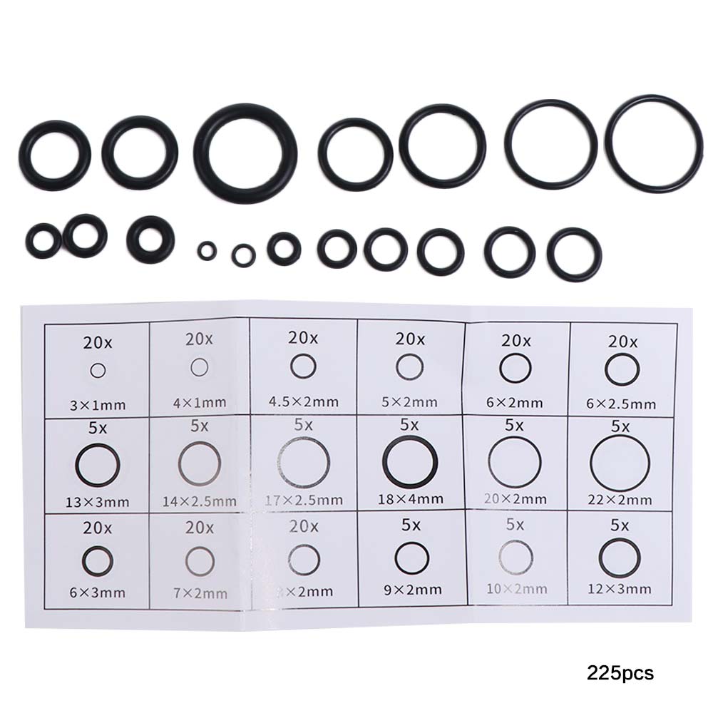 225Pcs Elasticity O-Ring Sealing Kit Oil Resistant Sealing Elastic Band Automotive Plumbing