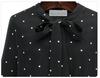 Plus Size Women's Polka Dot Long Sleeve Bohemian Pleated Dress