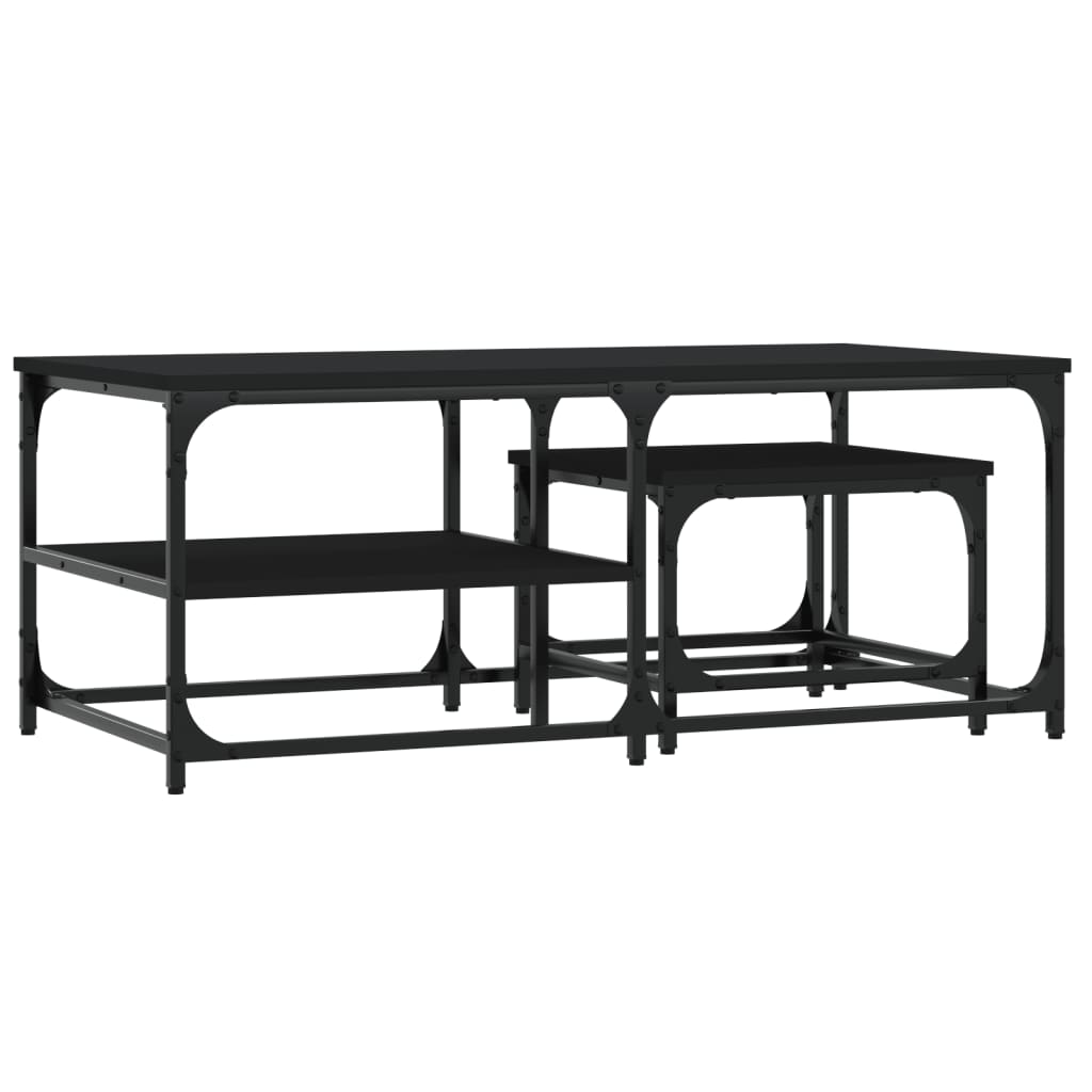 2 Piece Nesting Tables Black Particleboard