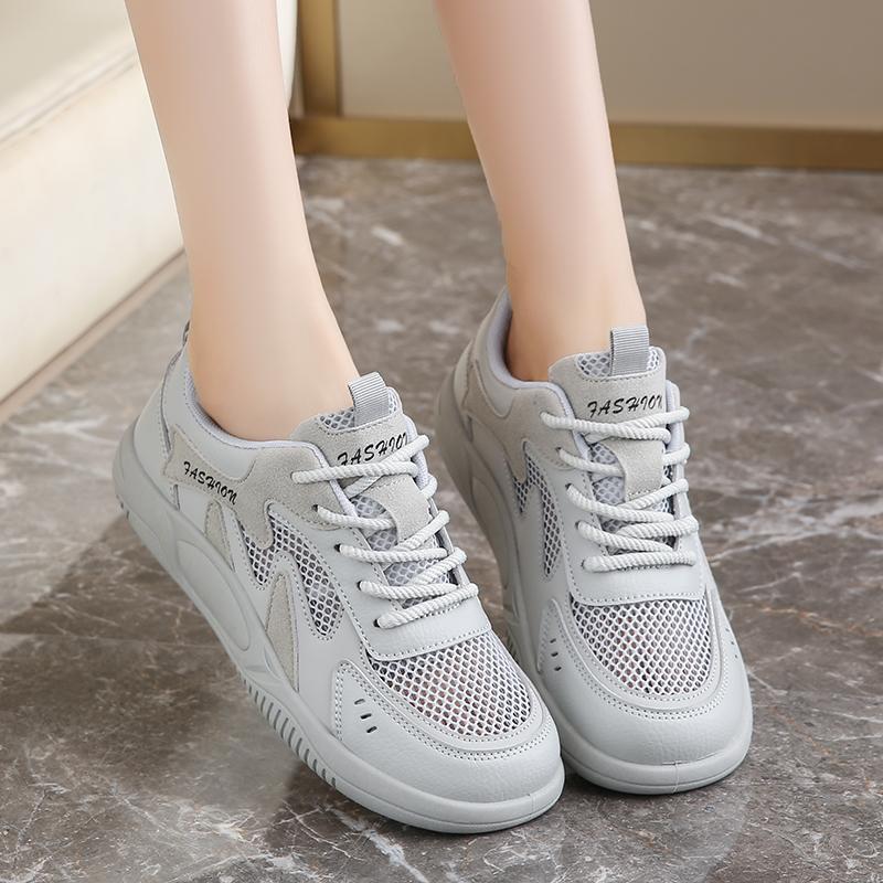 CRLAYDK Lace Up Shoes Women's Comfort Mesh Casual Sneakers Lightweight and Breathable Walking Sports Ladies Flats