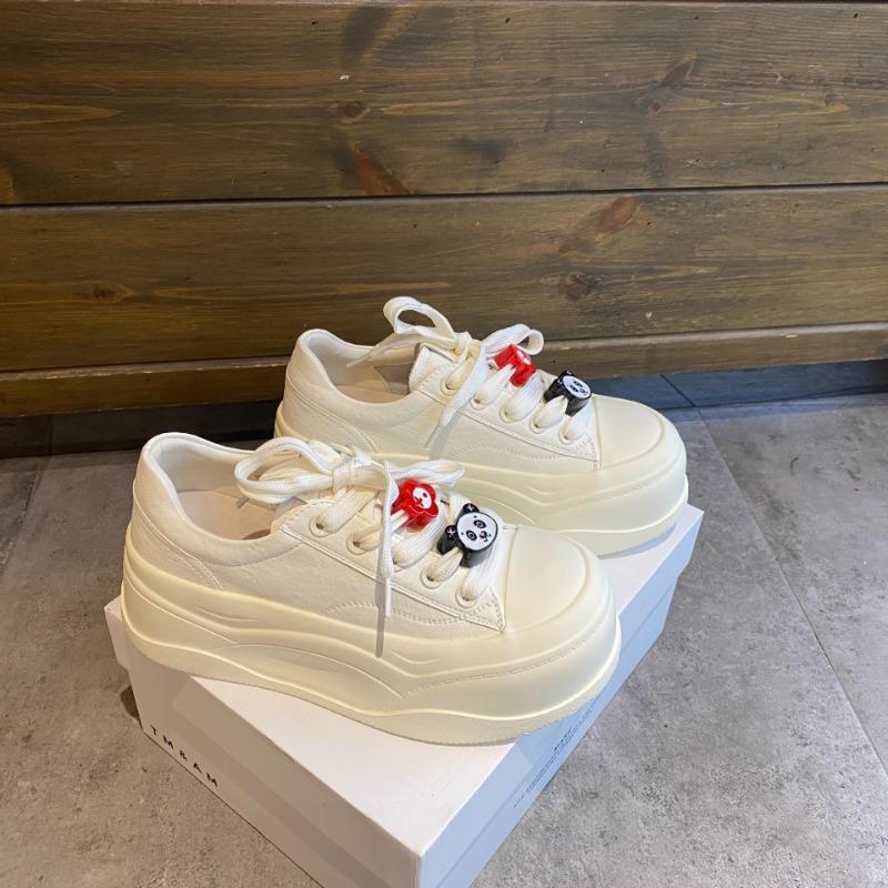 Platform White Shoes Women's Spring New Fashionable and Comfortable Versatile Big Head Height Increase Casual Board Shoes Women