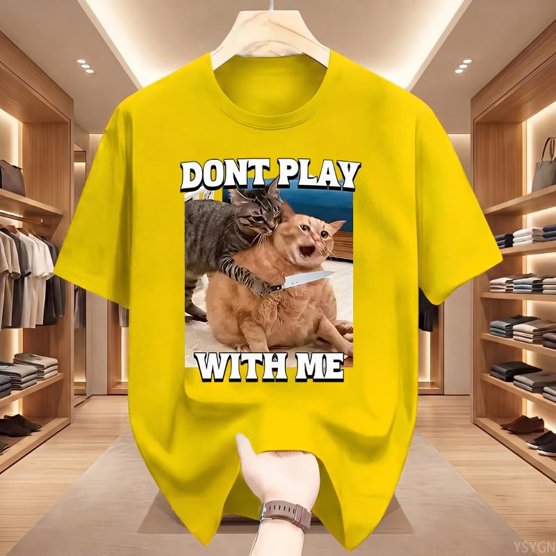 Dont Play with Me Funny Cat Meme T Shirt Vintage Y2K Kitty Graphic T-shirts Men Women Cotton O-Neck Oversized T Shirts Tops