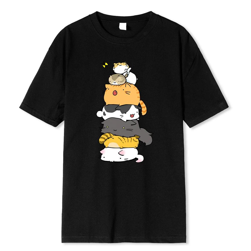 

Cats Fold High To Catch A Butterfly Printed Men Clothes Fashion Summer T-Shirts Streetwear 100% Cotton Tops Breathable Tee 80474 S