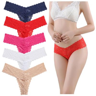 Meishang All Plus Wide Pack of 5 Women's T-Back Panties, Lace, Size, Stretchable, See-Through, Sexy, Cute, Stylish, Soft, Lace, Women's Underwear, (LL