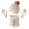 3pcs/set Keep Warm Winter Knitted Hat Thicken Warm Pullover Hat Soft Winter Hat Set  Women