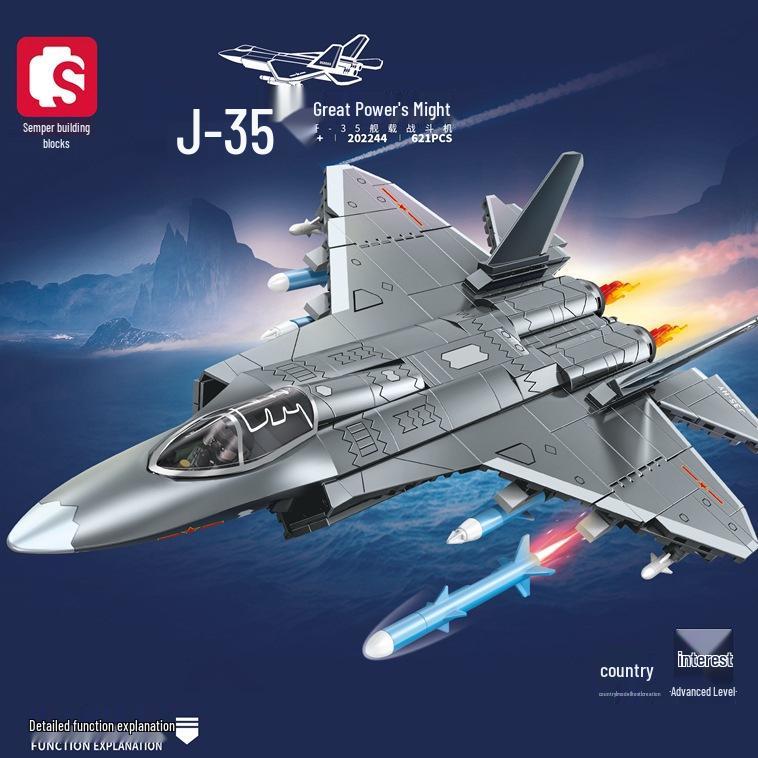 Sembo Military Carrier-Based VTOL Aircraft & Fighter Jet Building Blocks Toy Gift