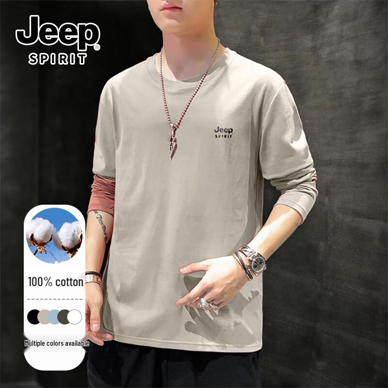 

JEEP SPIRIT Men s Heavyweight Loose Fit Long Sleeve T-Shirt 5XL