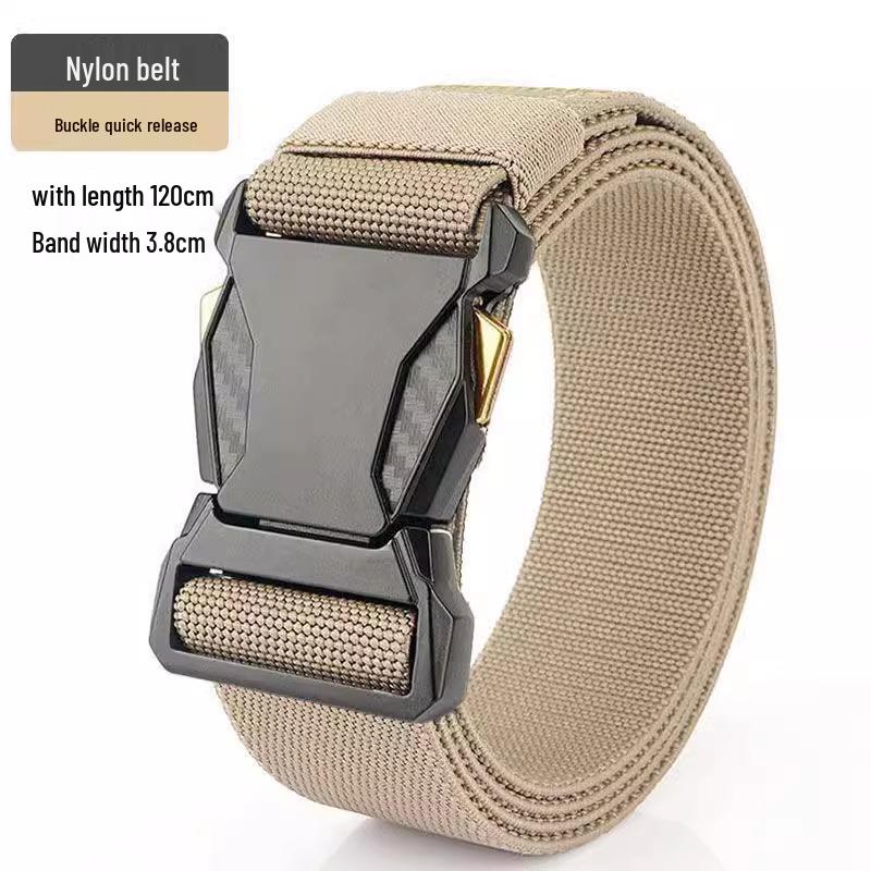 Men's Trendy Leather & Nylon Belt with Automatic Buckle for Jeans & Military Training
