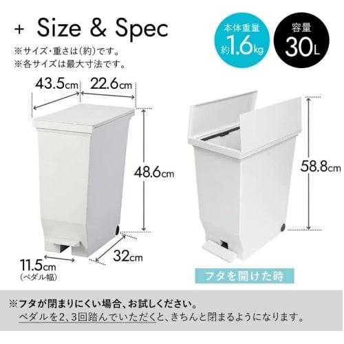 Asvel Trash Can with Lid, Double-Opening Pedal, Under-Counter Storage, 30L, Black, Hygienic, A6303