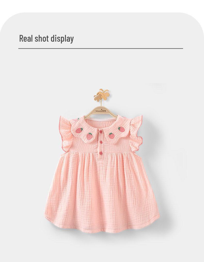 Youqi Summer Cotton Baby Dress, Short-Sleeve Princess Style for Girls