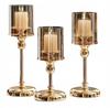 Elegantes Set aus 3 Stück goldener Glas-Kerzenhalter Kerzenhalter goldener