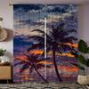 Coconut Tree Printed Curtains Pole Bag Christmas Decorations Daily Home Room Made Of Polyester