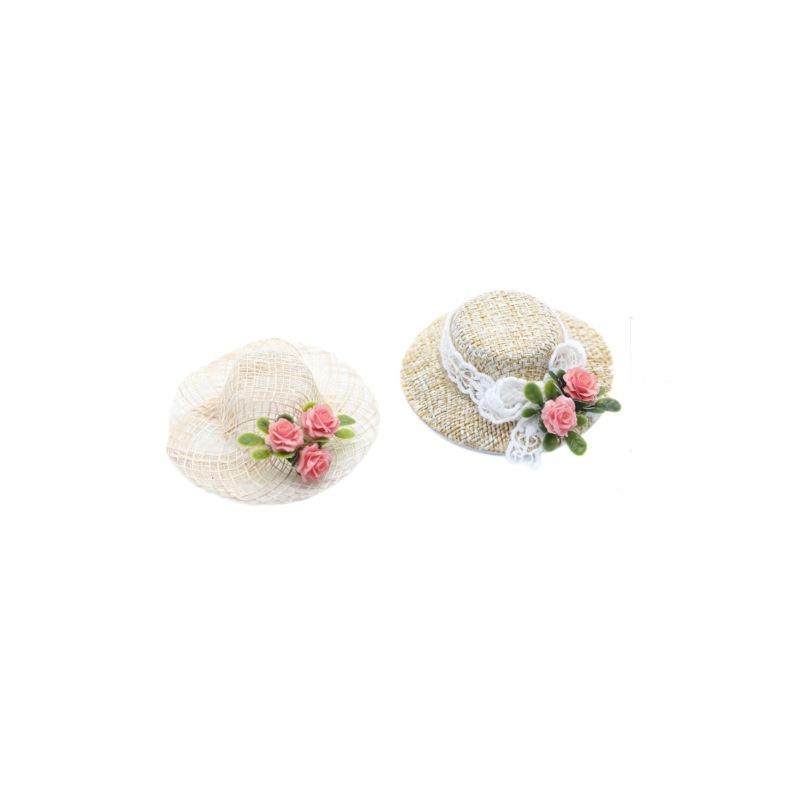 1Pcs Mini Handcrafted Straw Sun Hat Perfect for Dollhouse Summer Scene Decor