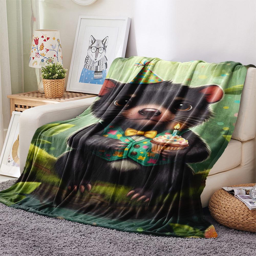 1PC Fairy Tale Style Print FlAannel Blanket, High Quality Comfortable for All Seasons, Home Decor, Warmth and Comfort