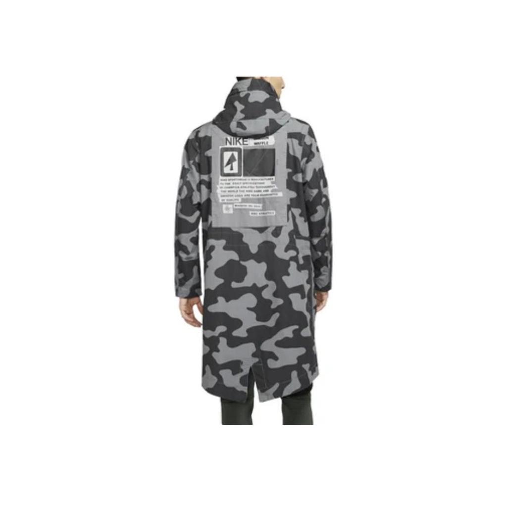 Nike Sportswear Camouflage Mid-Length Hooded Windbreaker Jacket Men Outerwear Dark-Grey CK2537-084