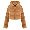 Y2k Streetwear Women Autumn Winter Faux Fur Coat Hooded Cropped Jacket Fur Coat Long Sleeve Cardigan Soft Tops Vintage Harajuku