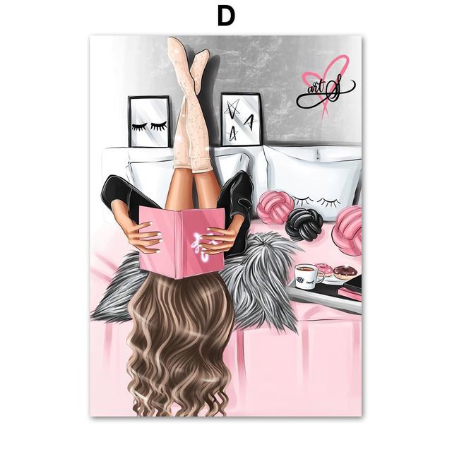 Fashion Girl Paris Perfume Heels Lipstick Makeup Art Canvas Painting Nordic Posters And Prints Wall Pictures Living Room Decor No Frame