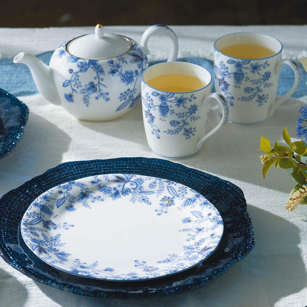 Noritake Plate, 21cm, Blue Sorrentino Color Line Finish, Microwave and Dishwasher Safe, Blue Bone China, 4965L/59311A