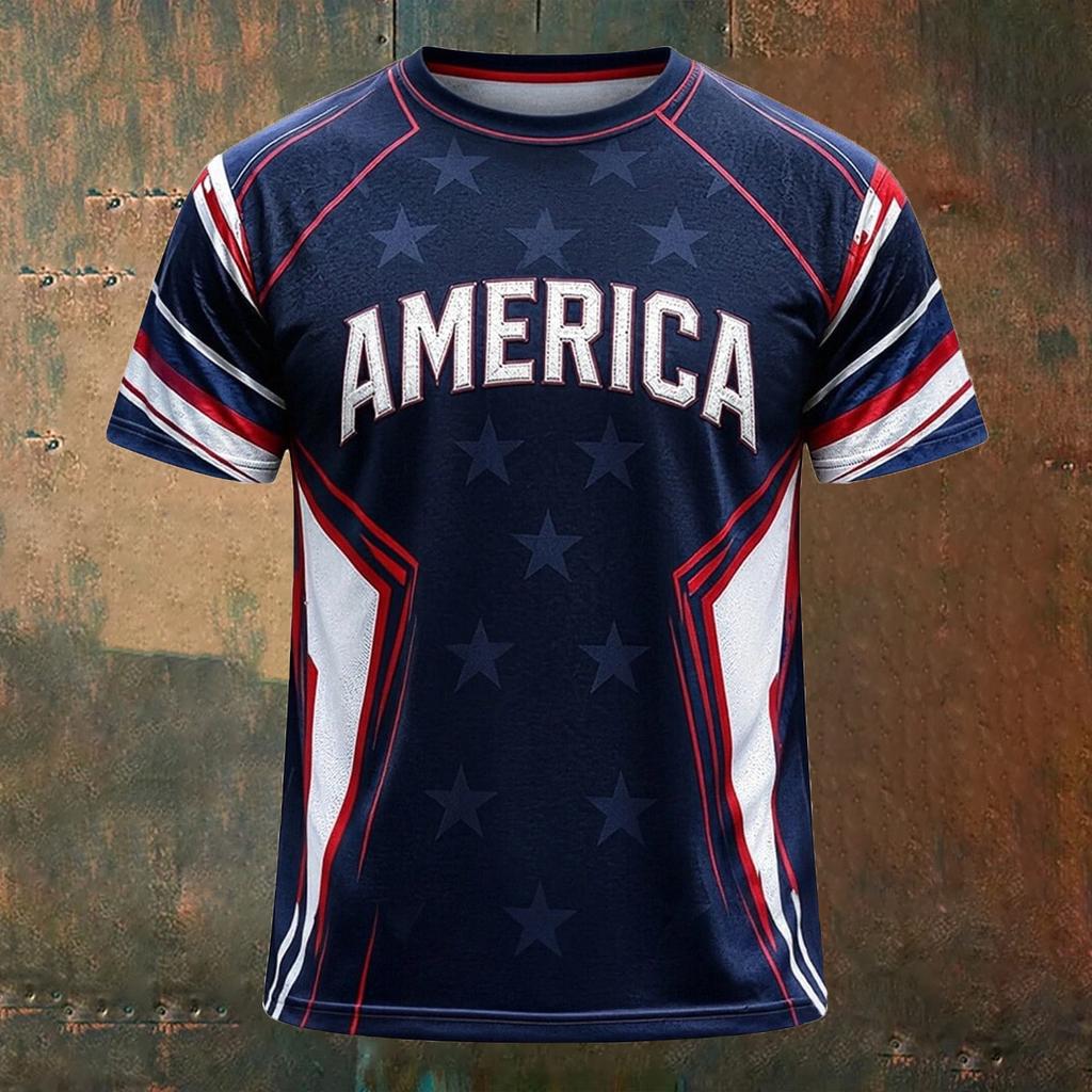 Men's Classic Crewneck T-Shirt with USA Football Print and Short Sleeves Suitable for Sports and Casual Wear Comfortable Fit