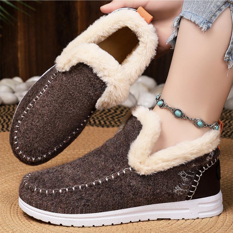 Forro de felpa Mocasines de invierno cómodos para mujer con zapatos casuales cálidos de felpa Invierno