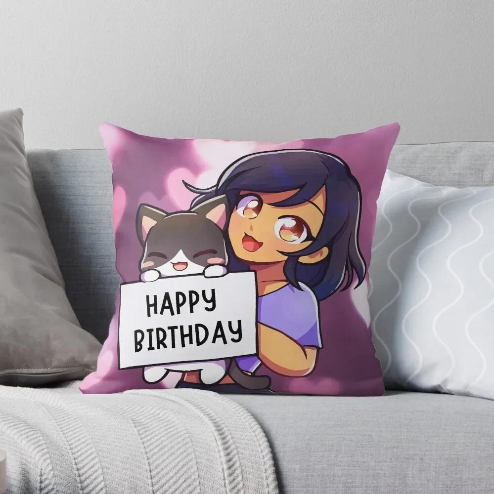 

Aphmau Happy Birthday Gift Throw Pillow Sofa Cushion Pillow Cover Pillowcases For Pillows Sofa Cover 12x12Inch