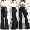High Waisted Stretchy Tied Flared Wide Leg Jeans for Women High Waist Tie Jeans High Stretch Slim Flare Jeans Casual Wide Leg Pants