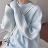 Crew neck sweater women's autumn and winter lazy style loose design soft waxy knitted sweater top effect