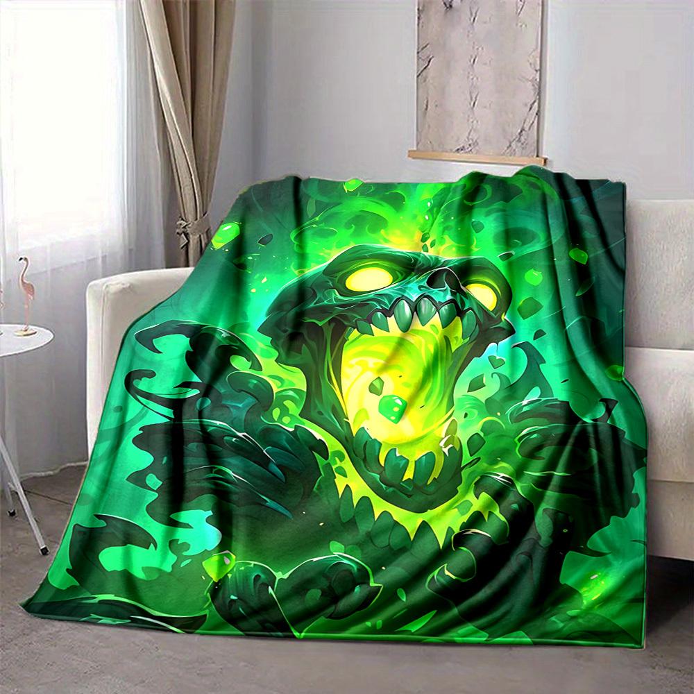 1pc Monster "Greenery" Blanket, Lightweight Flannel Throw Blanket for Sofa, Bed, Travel, Camping, Living Room, Office, Couch033