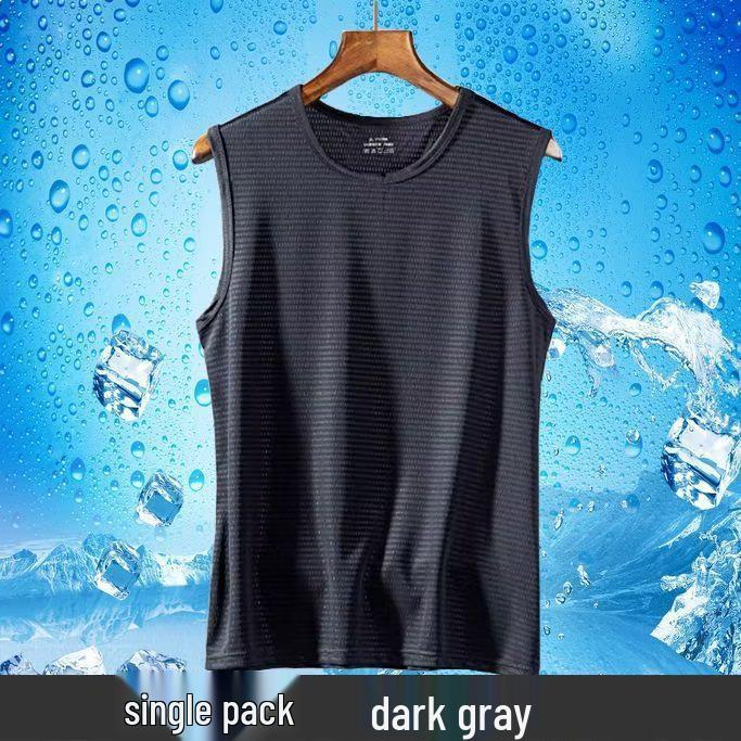 Men s Quick-Dry Ice Silk Mesh Vest - Trendy Sleeveless Fitness T-shirt L
