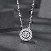 Moissanite Halo Pendant Necklace for Women , Lab Diamond Sterling Silver Circle Pendant Mom Lover Daugther Gift