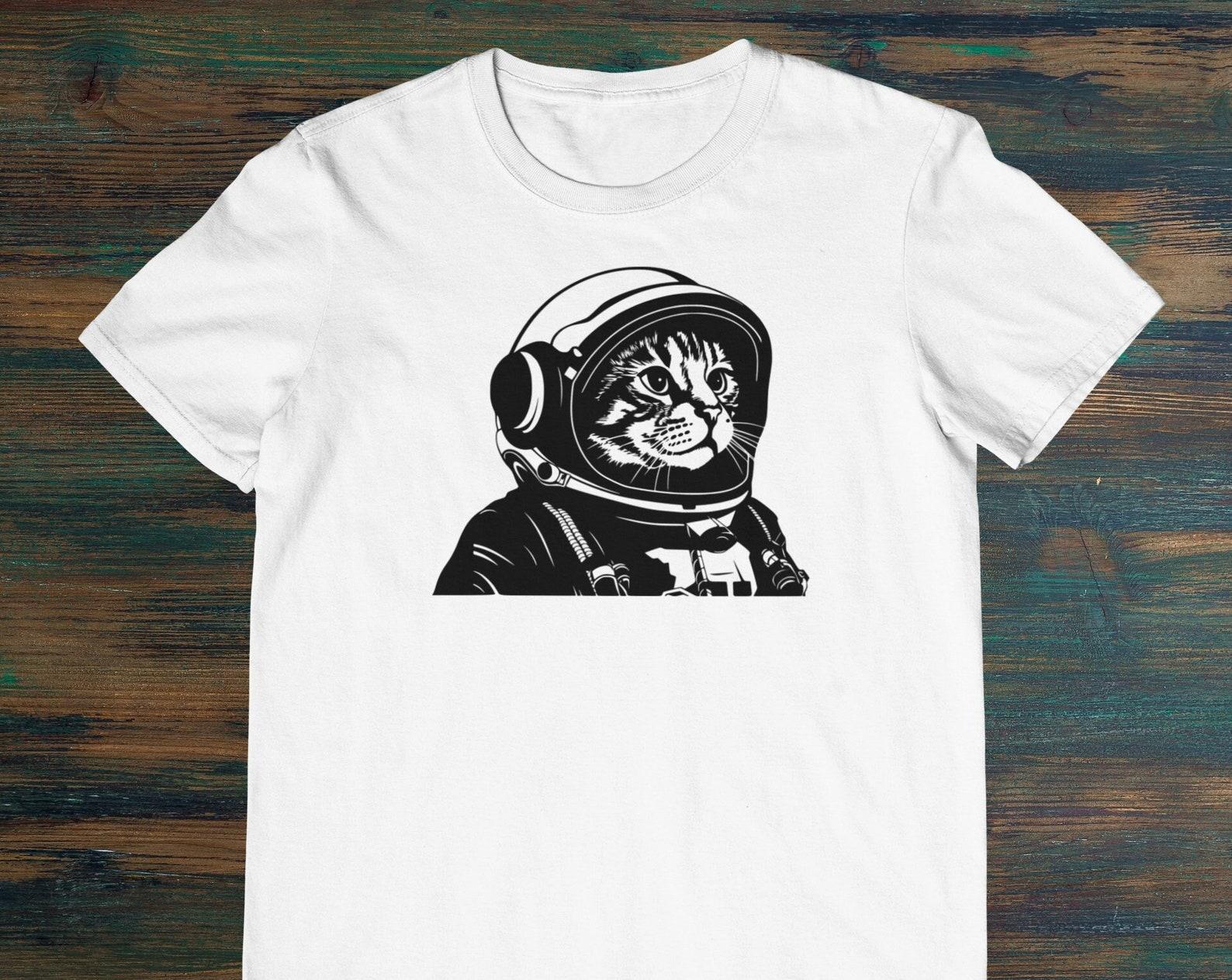 Astronaut Cat Funny Men s Unisex Cotton Tee Unique Printed T-Shirt XL