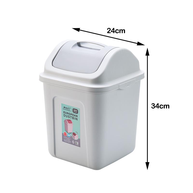 Large Flip-Top Bathroom Trash Can with Odor Control, Sturdy Plastic Waste Bin with Lid for Living Room.