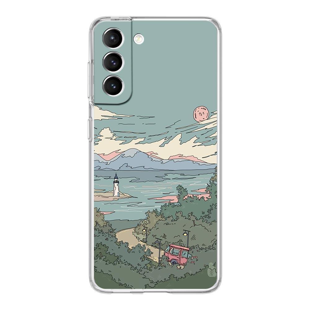 INS Japan Sunset Scenery Clear Phone Case For Samsung Galaxy S23 S22 5G S20 Ultra S21 FE 5G S10E S9 S8 S10 Plus Soft Back Cover