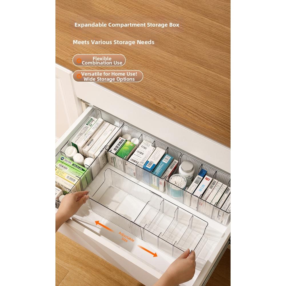 Adjustable Expandable Storage Box for Drawer Organization of Medicines Vitamins Office Supplies and Kitchen Essentials