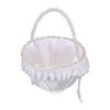 Hochzeit Blumenmädchen Korb mit Perlenhenkel Satin Blume Aufbewahrungskorb für Party Haus Dekoration Weiß