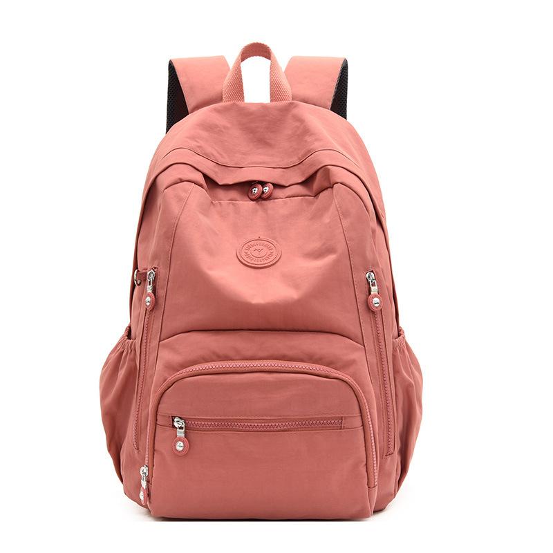 Nylon Backpack Solid Color Student School Baglarge Capacity Women's Travel Bag