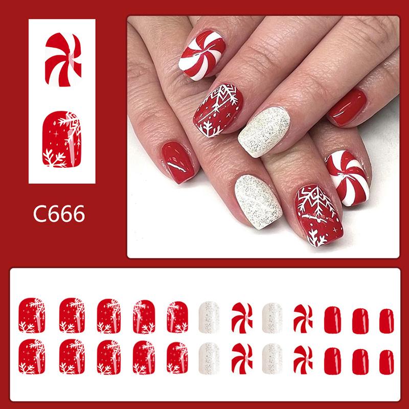 

24 pieces of short bright Christmas white snowflake stripes with big red and white glitter wearing armor