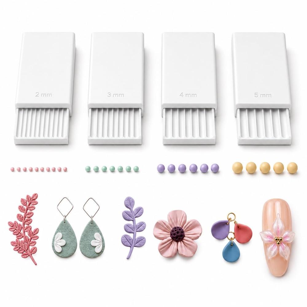 4PCS Smooth Rolling Nail Art Bead Roller 3D Printed Sphere Shaper Roller Polymer Clay Crafts